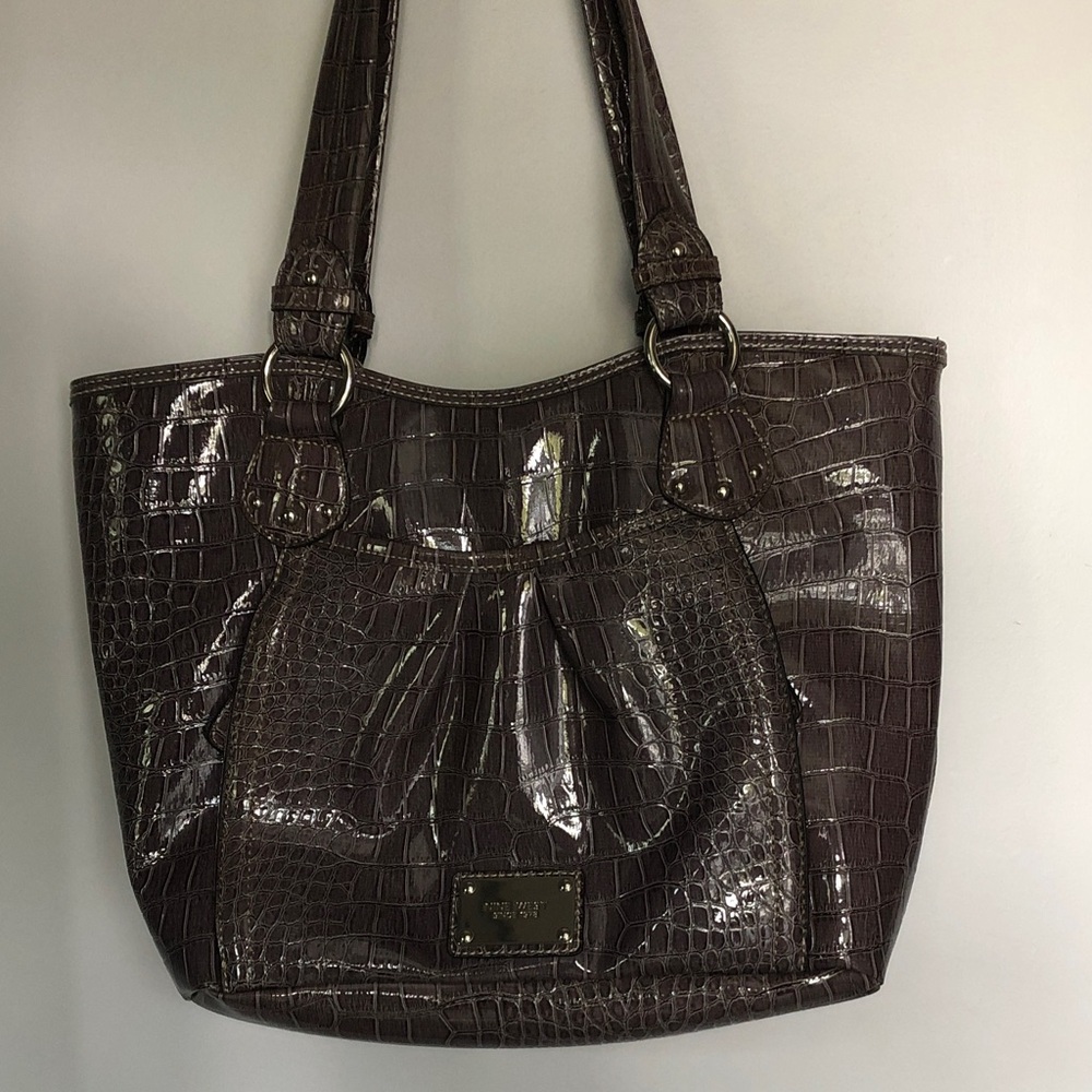 Nine West Glossy Croc-Embossed Shoulder Bag